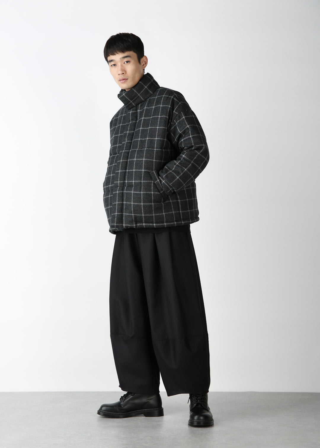 ISSEY MIYAKE black wool no collar jacket袖丈60cm