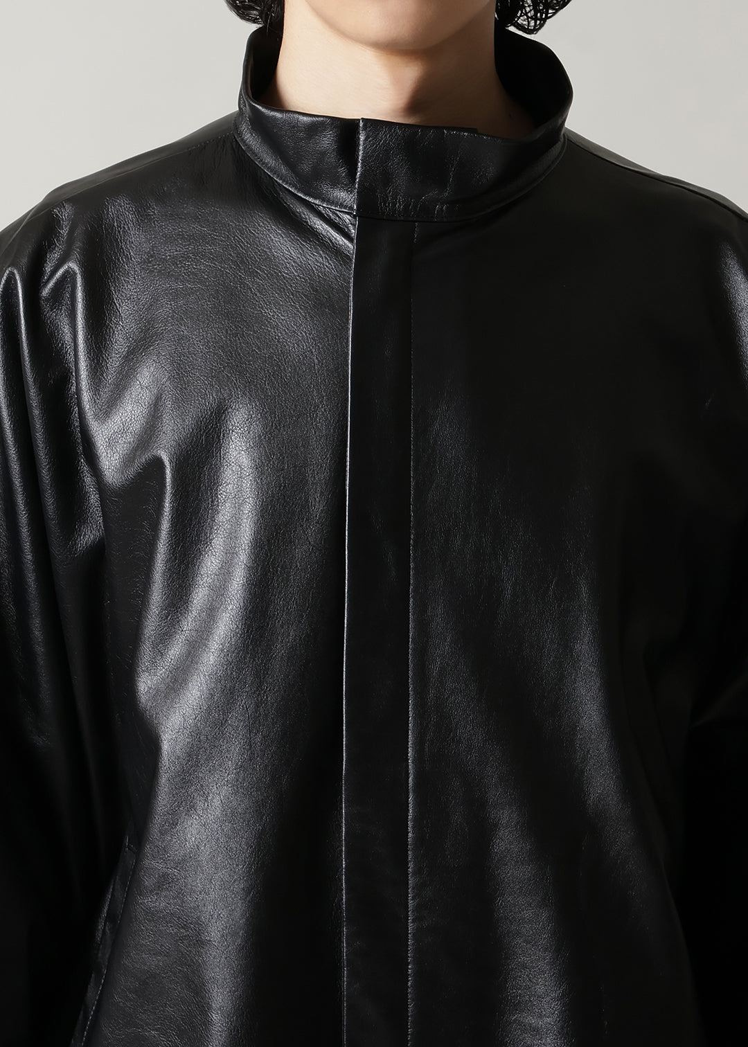 Matou Stand Collar Leather Jacket