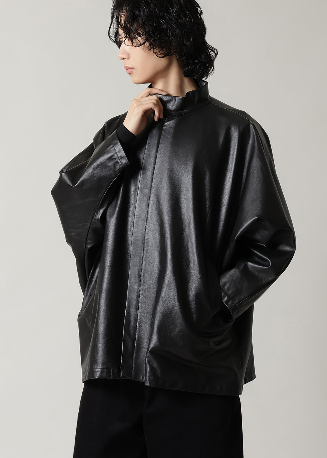 Matou Stand Collar Leather Jacket