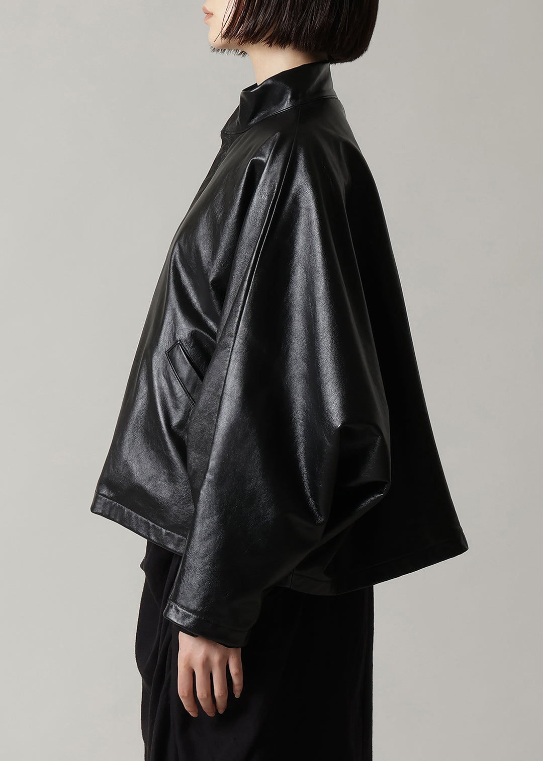 Matou Stand/C Leather Short Jacket