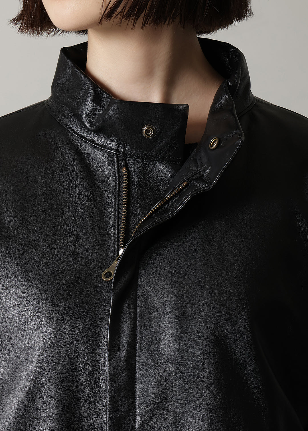 Matou Stand/C Leather Short Jacket