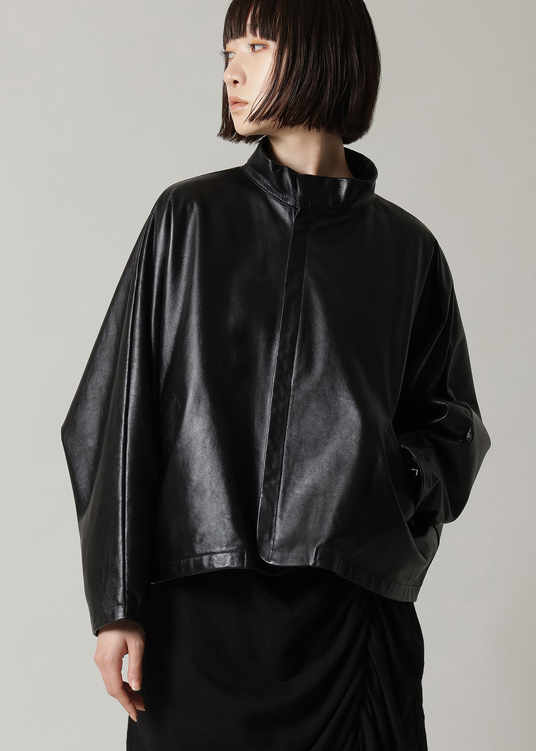 Matou Stand/C Leather Short Jacket