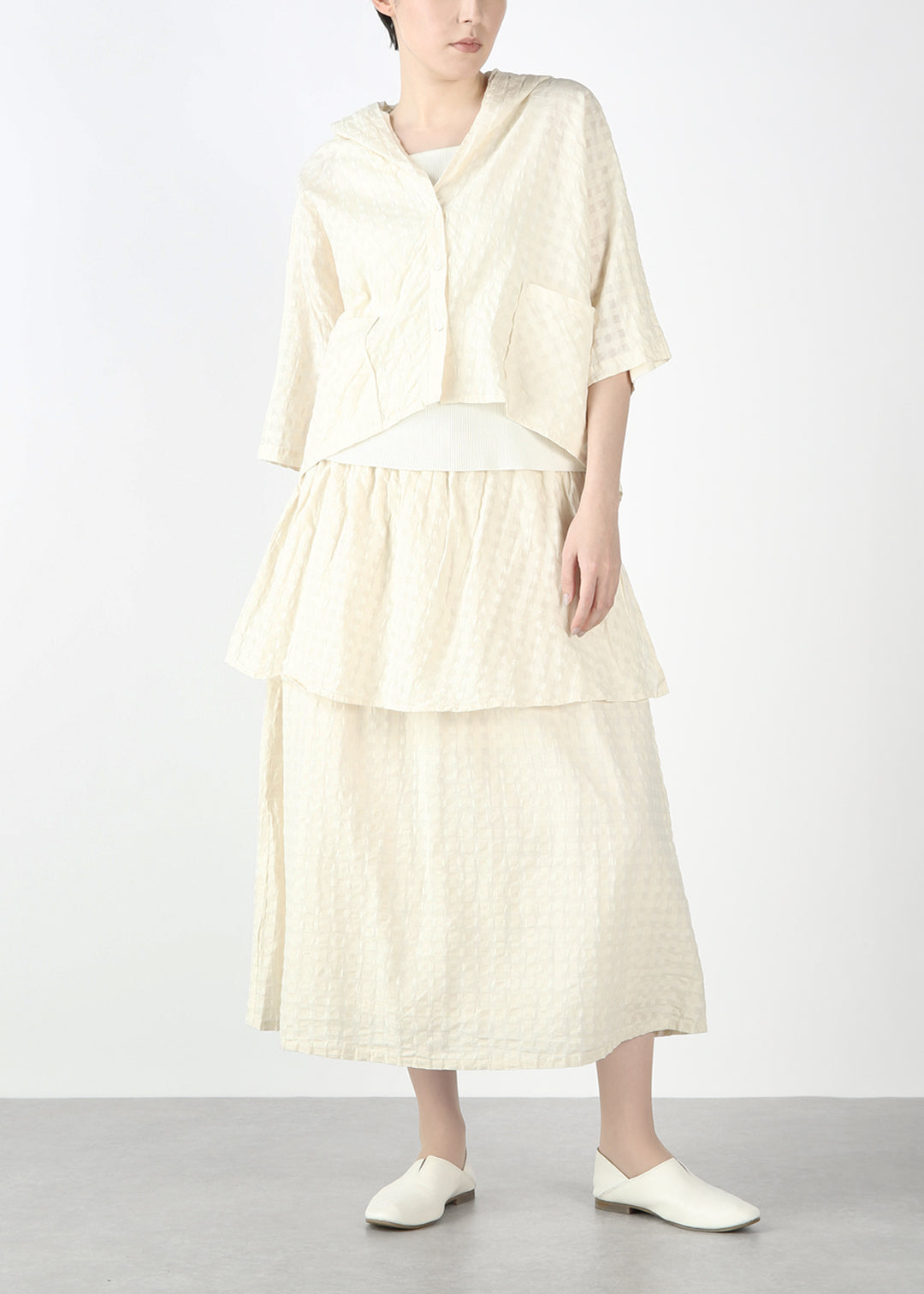 Hiyaku Layered Skirt Chatai check