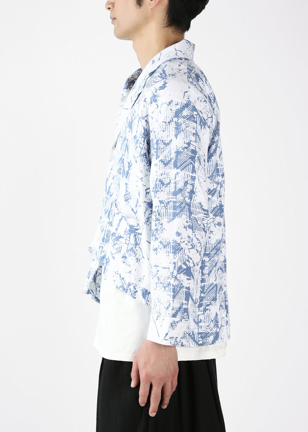 Asymme Jacket Printed Khadi