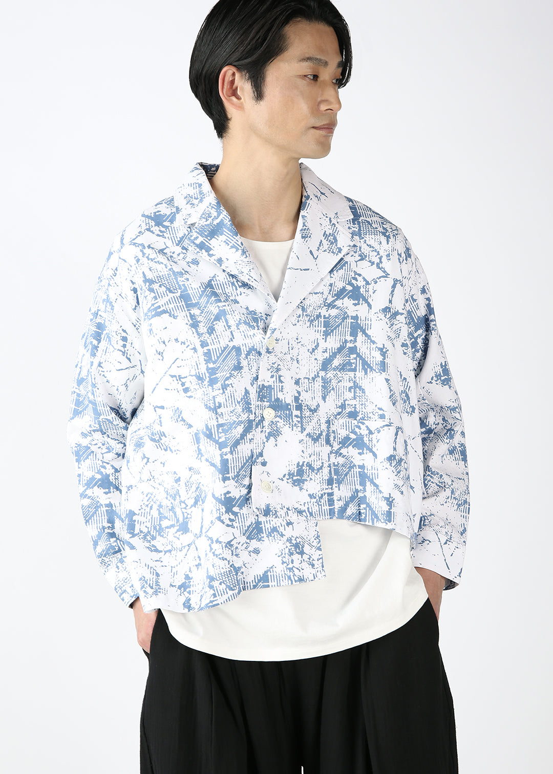 Asymme Jacket Printed Khadi