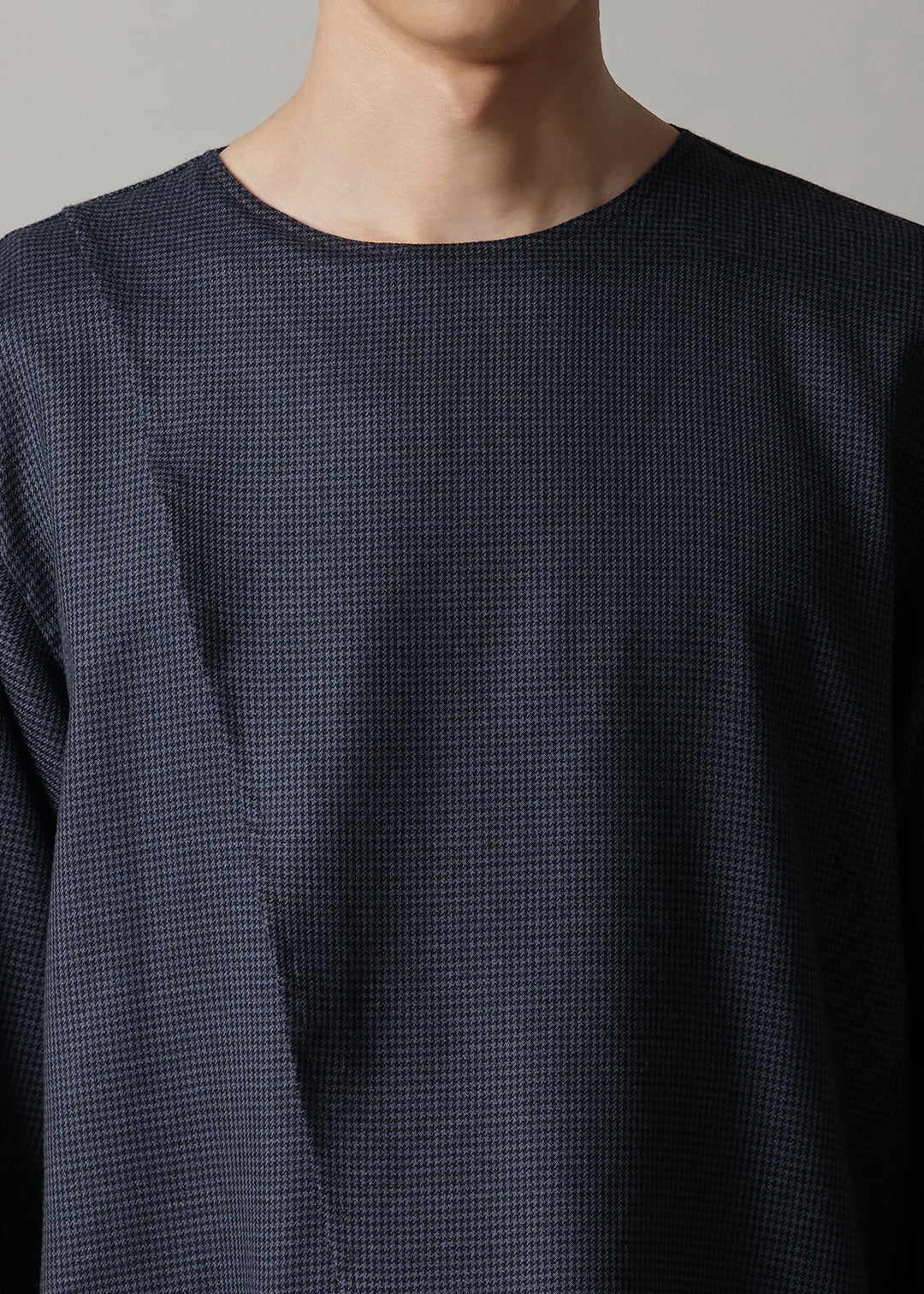 Asymme Layered Pullover Wool check