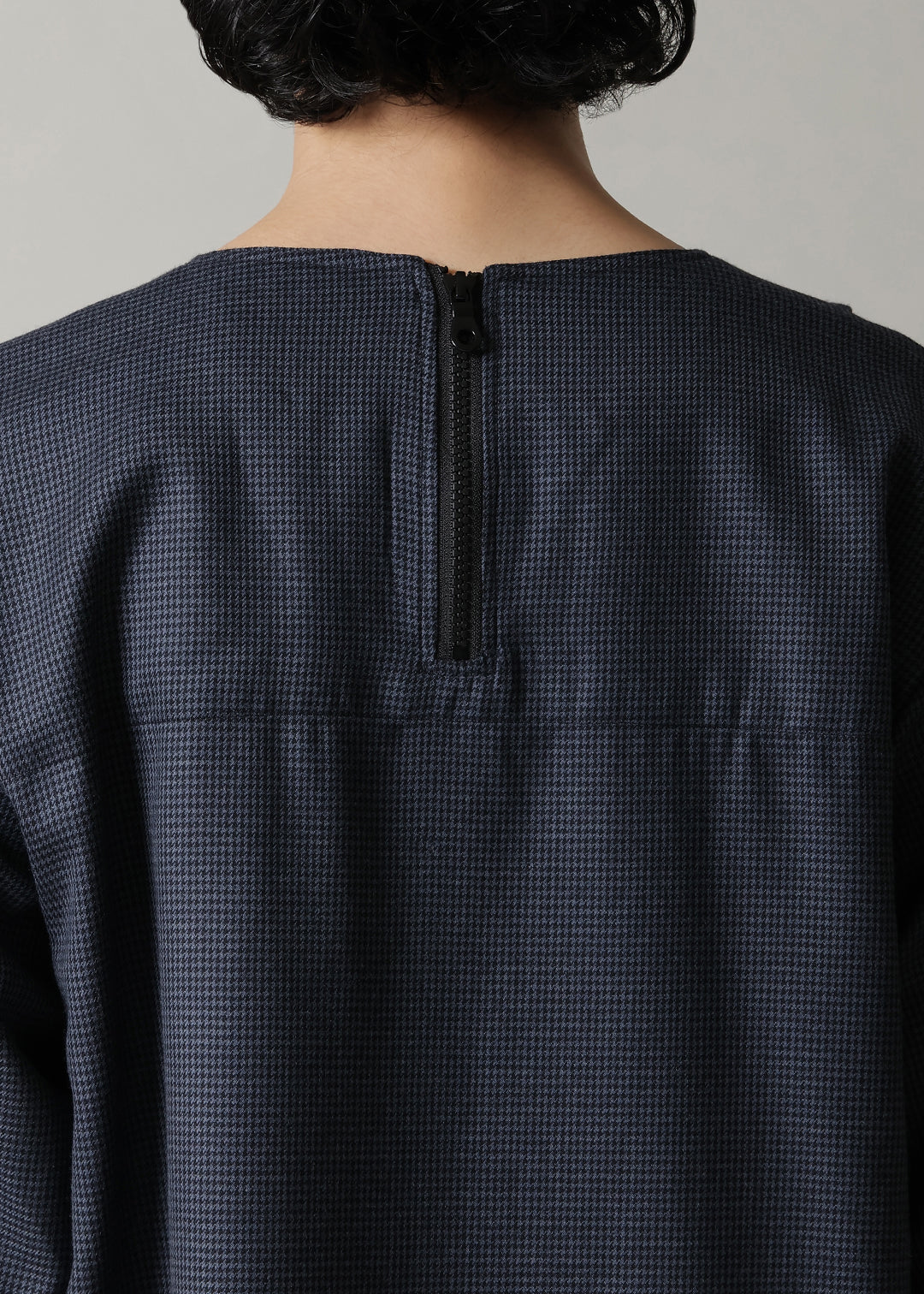 Asymme Layered Pullover Wool check