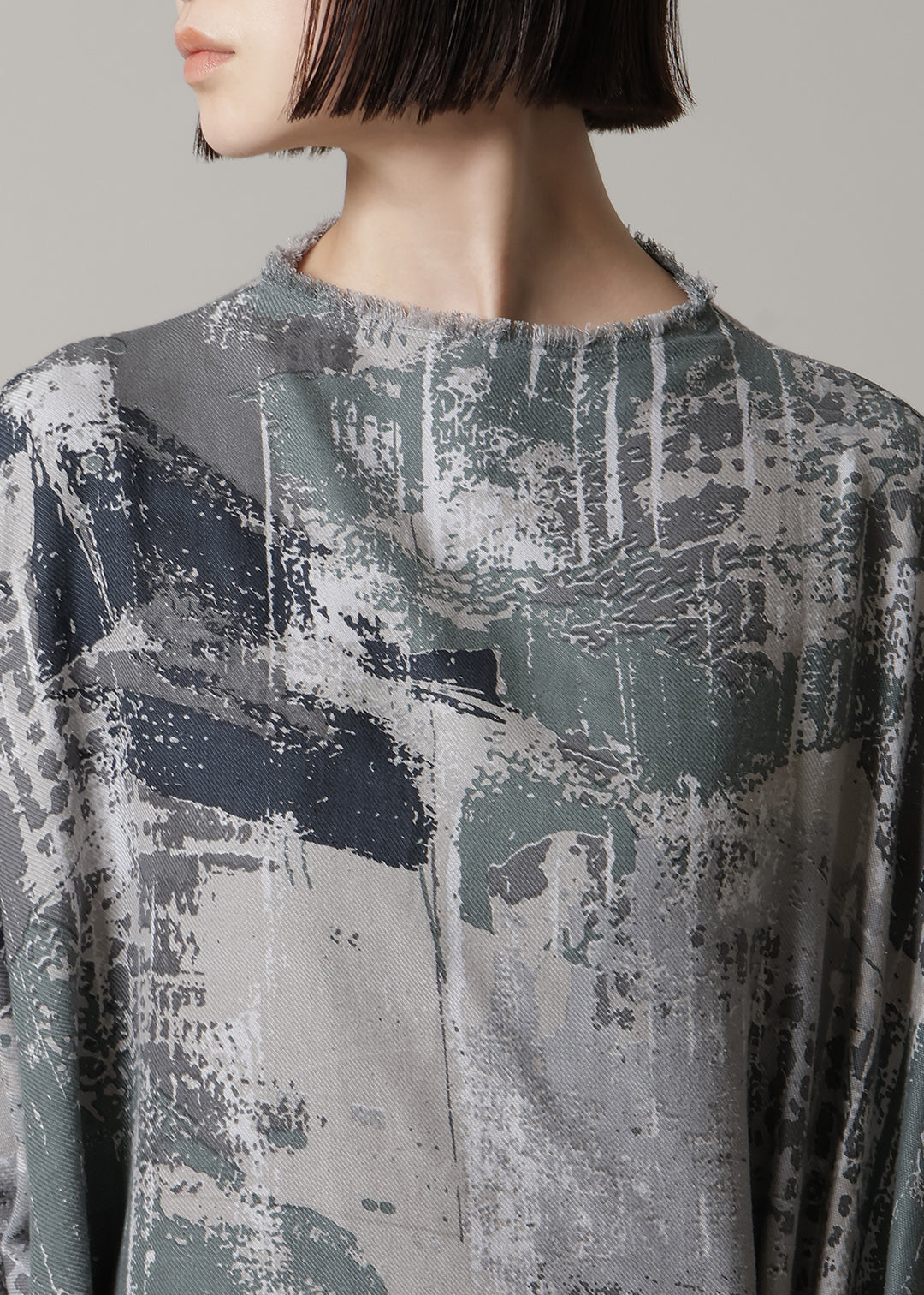 Obi High Neck OP Printed Khadi