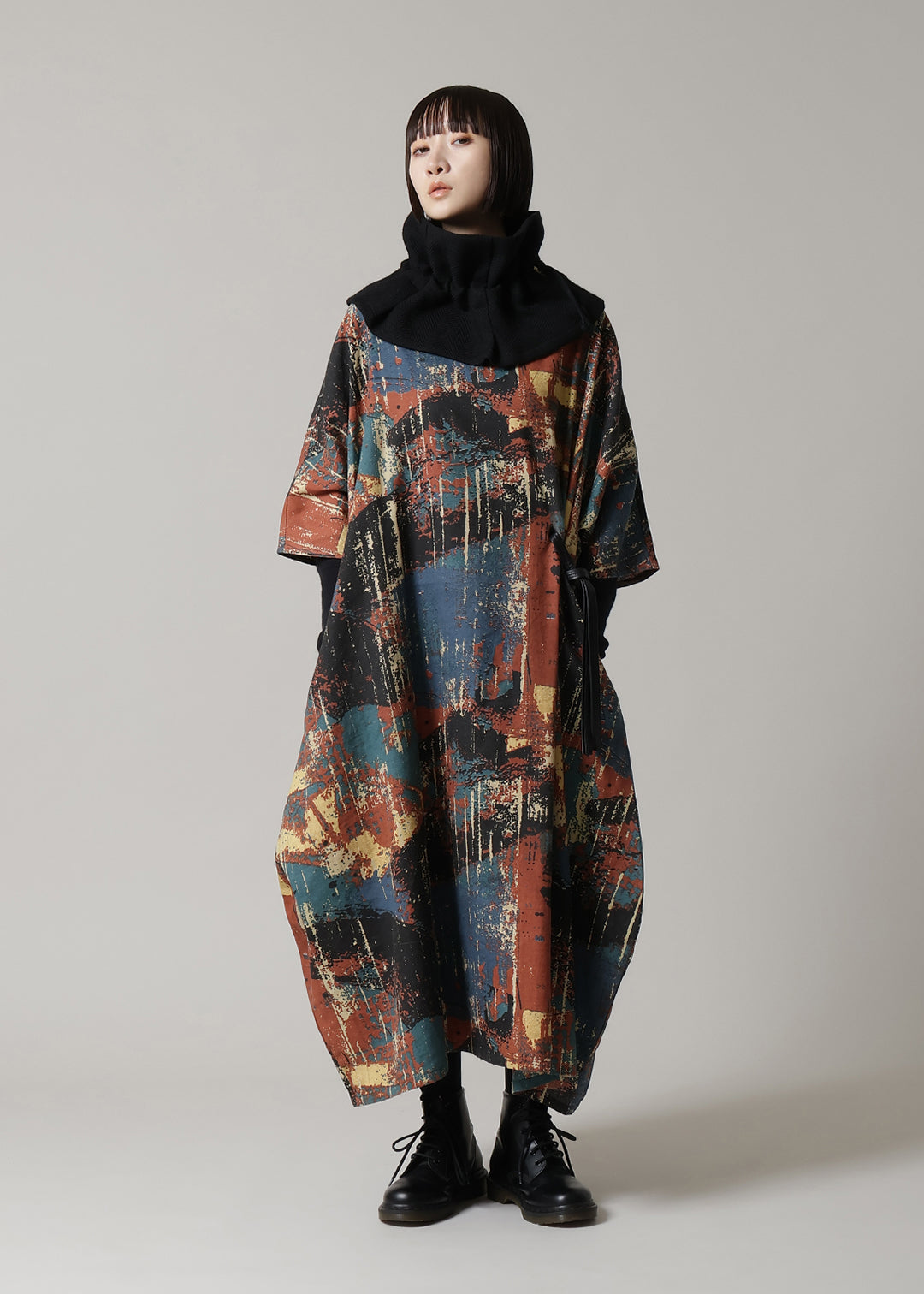 Obi High Neck OP Printed Khadi