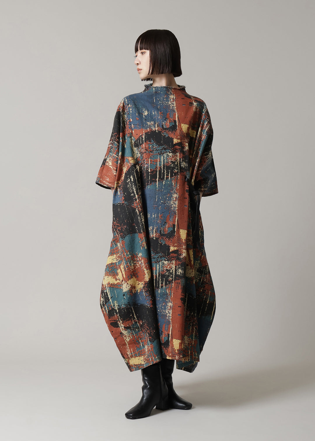 Obi High Neck OP Printed Khadi