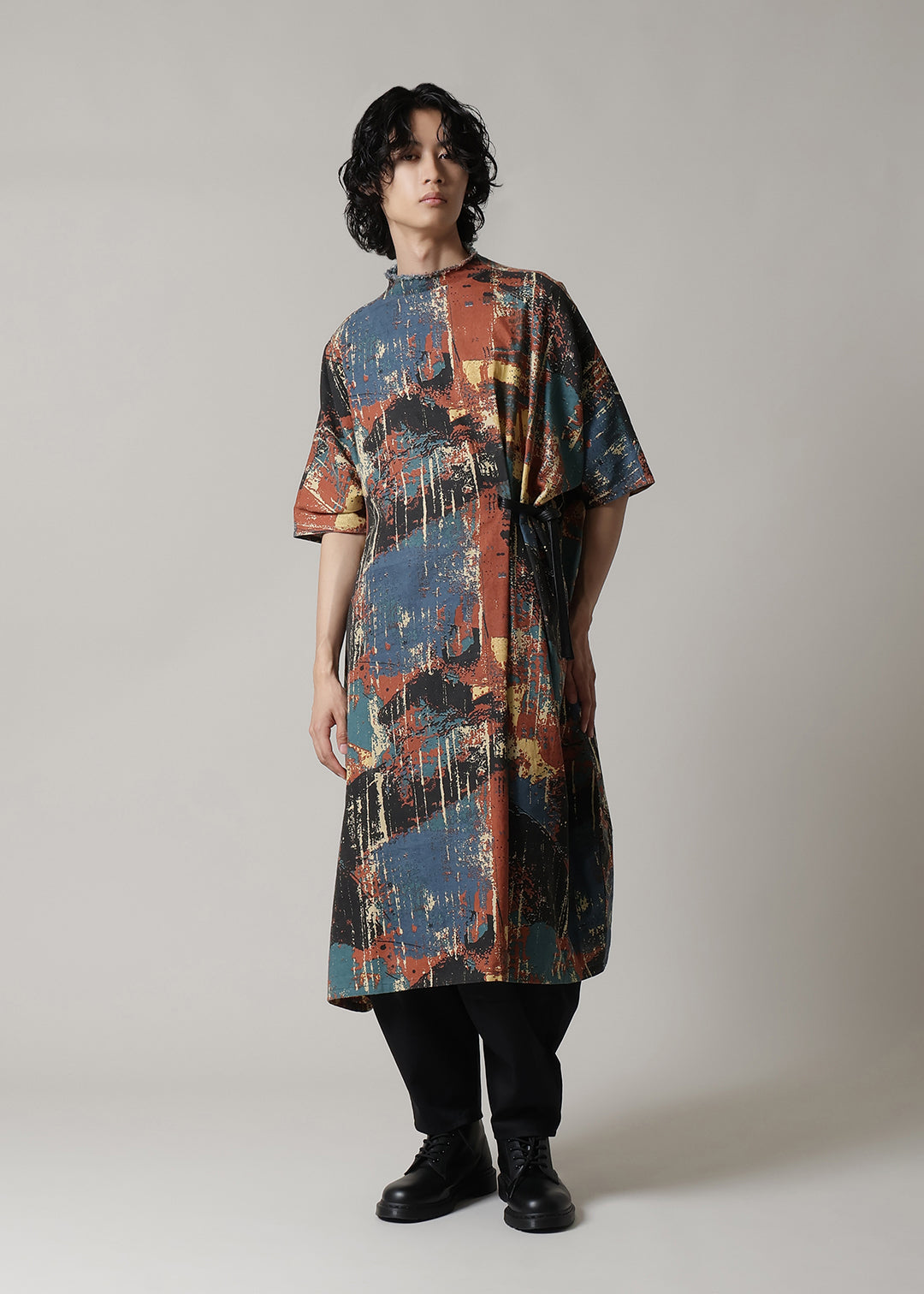 Obi High Neck OP Printed Khadi