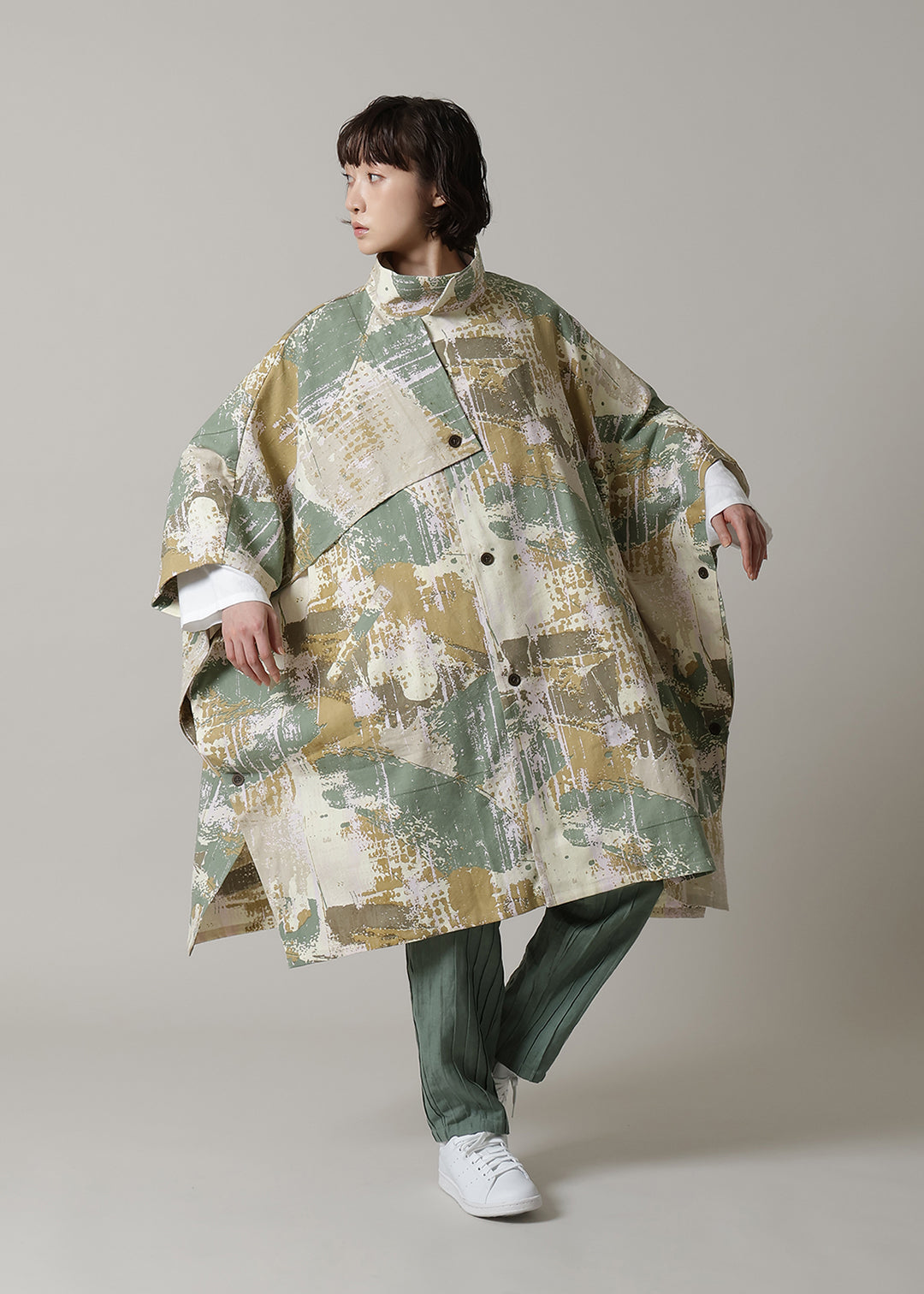 Matou Poncho Coat Print Khadi Modal