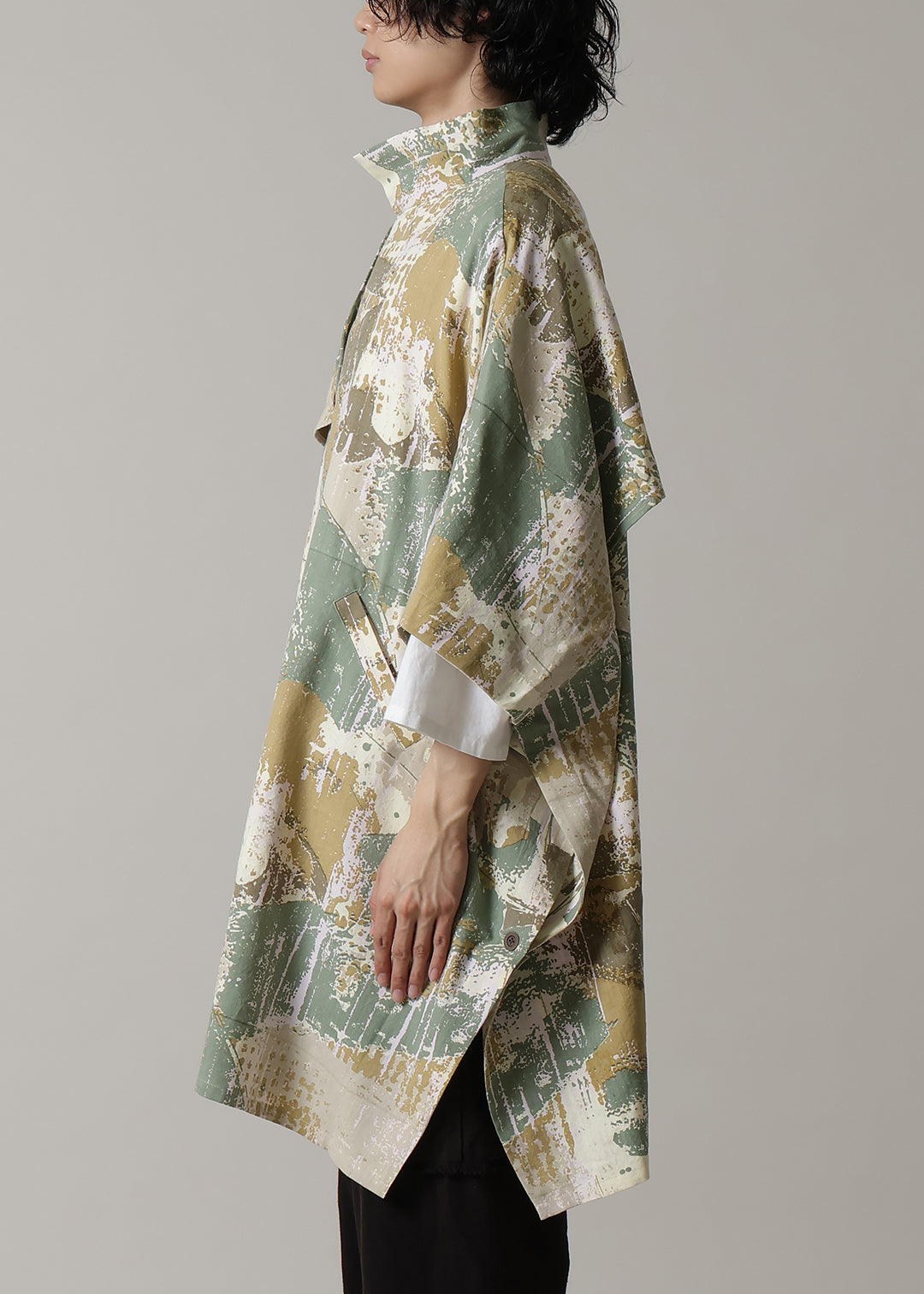 Matou Poncho Coat Print Khadi Modal