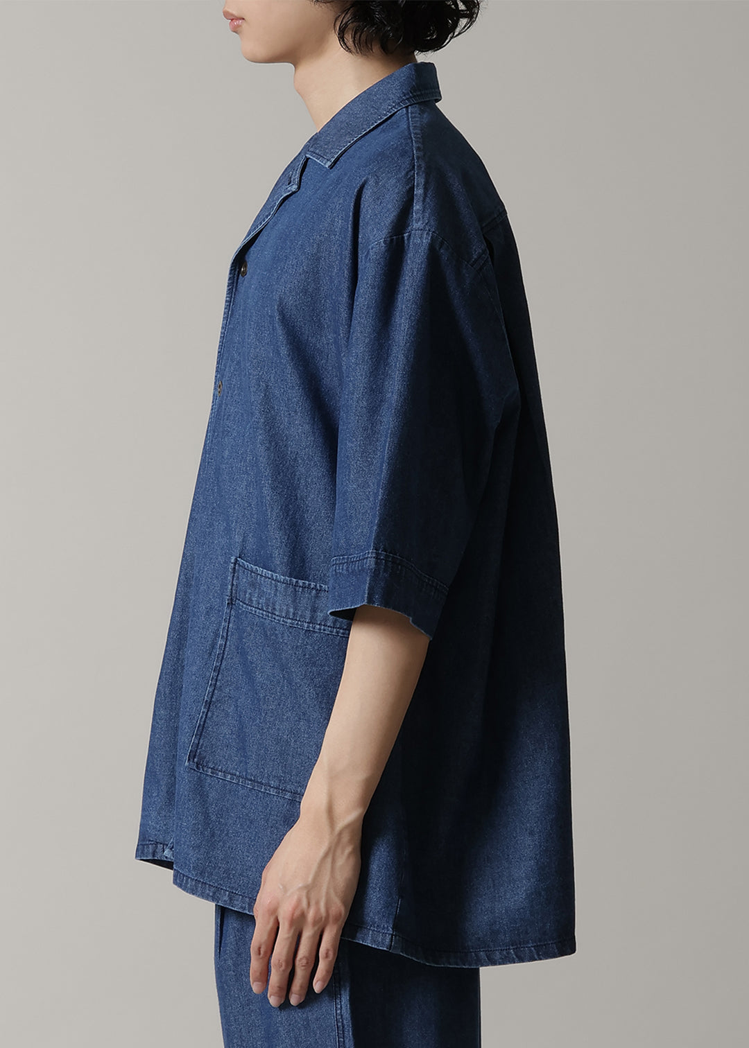 Kaname Open Collar SH Denim