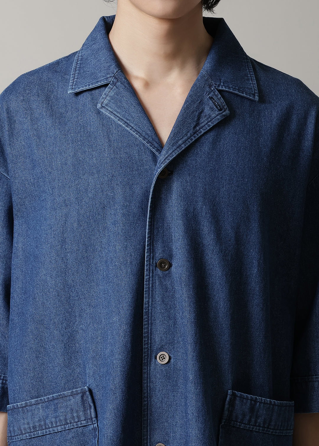 Kaname Open Collar SH Denim