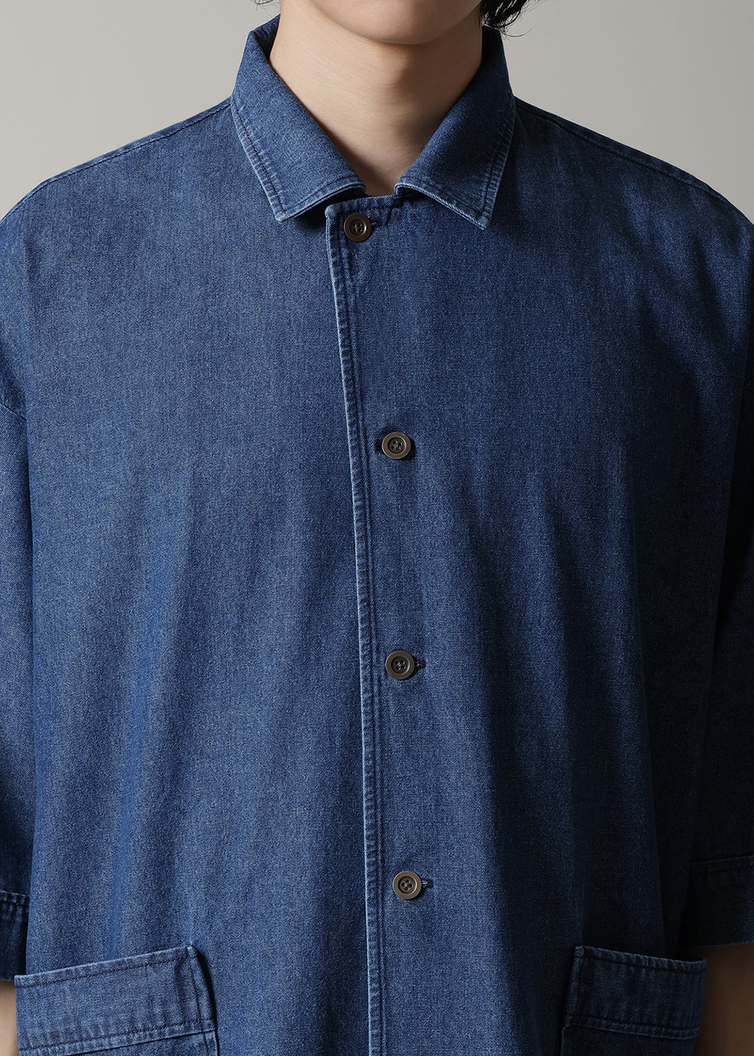 Kaname Open Collar SH Denim