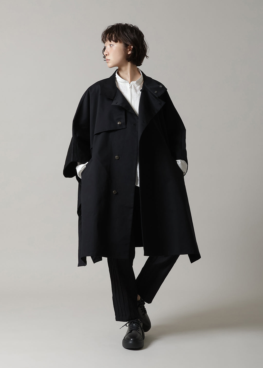 Matou Poncho Coat Cotton Chino