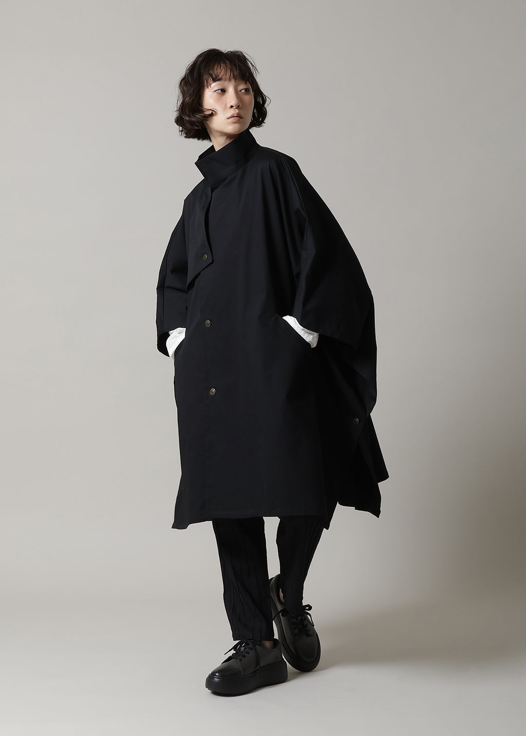 Matou Poncho Coat Cotton Chino