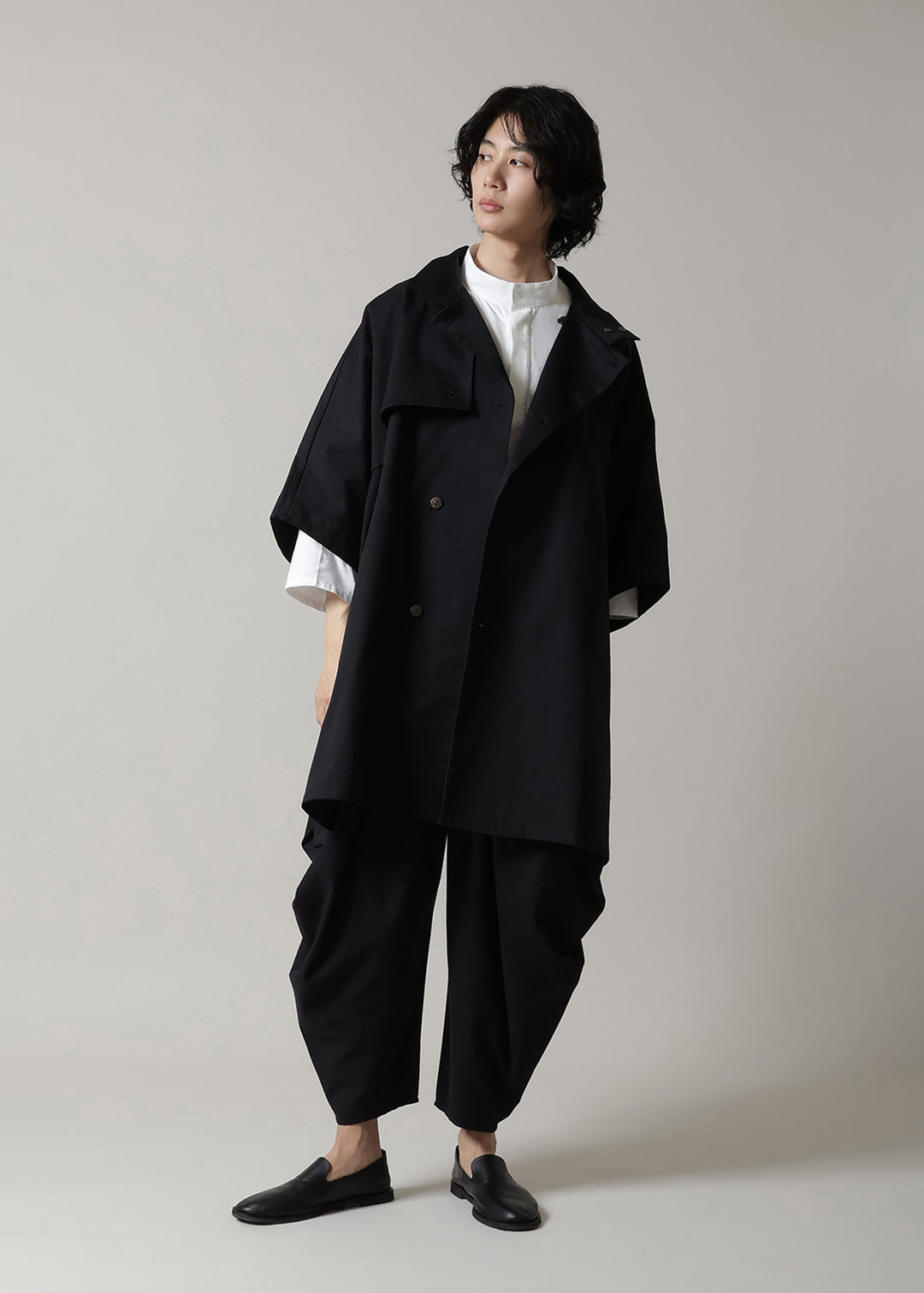 Matou Poncho Coat Cotton Chino