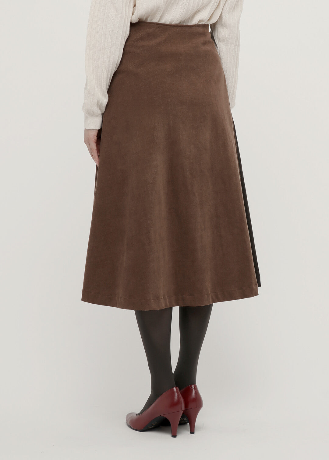 Corduroy Two-tone Pleat Skirt